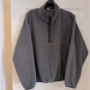VINTAGE L.L. Bean Unesex Fleece Sweater 1/4 Snap Button Up Pullover Gray